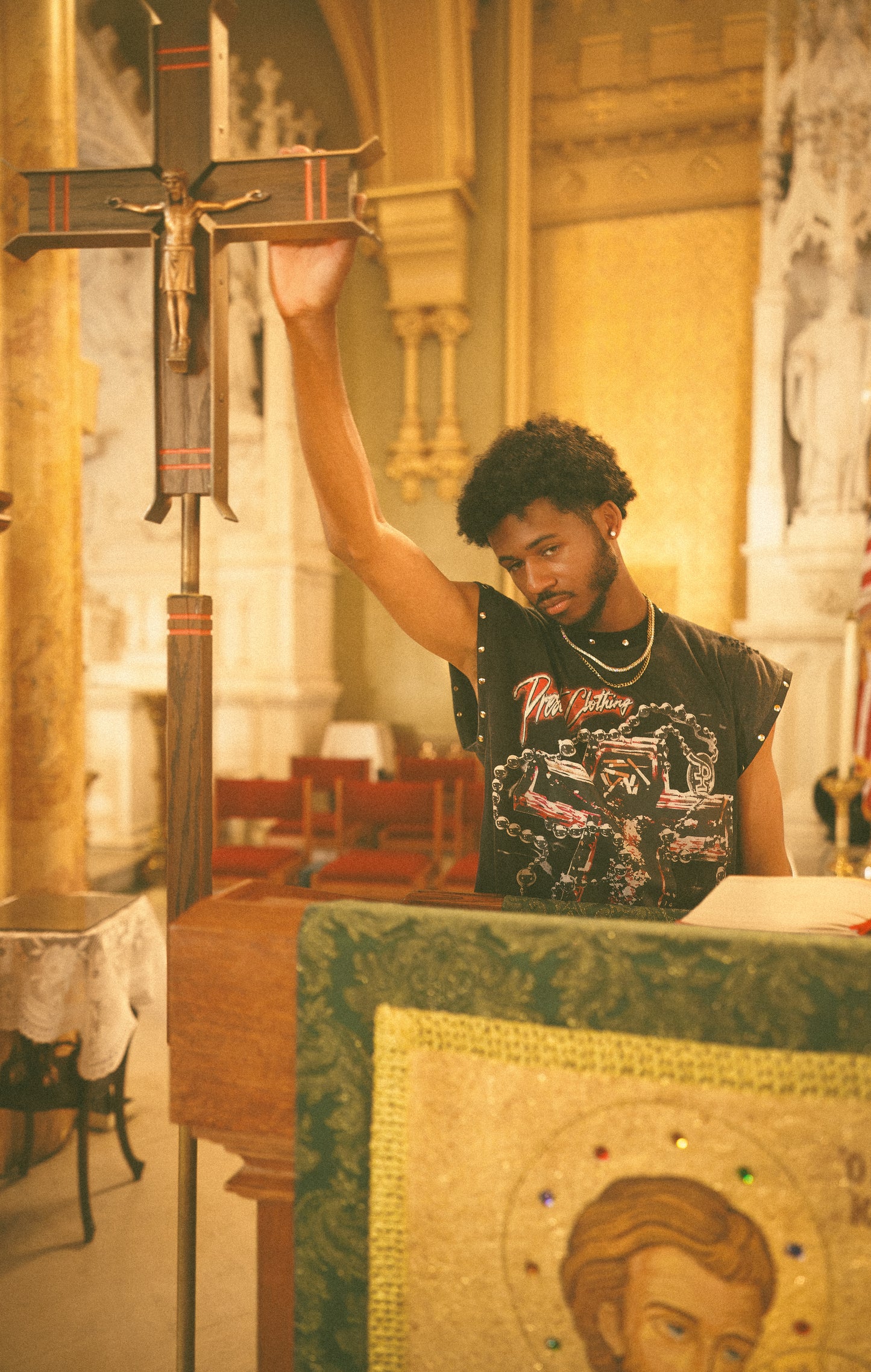 Saint Chain Studded Muscle Shirt