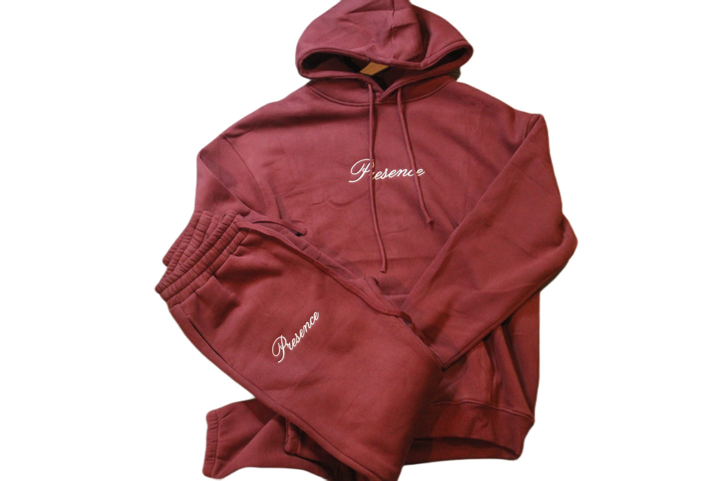 Burgundy "Presence" Hoodie set