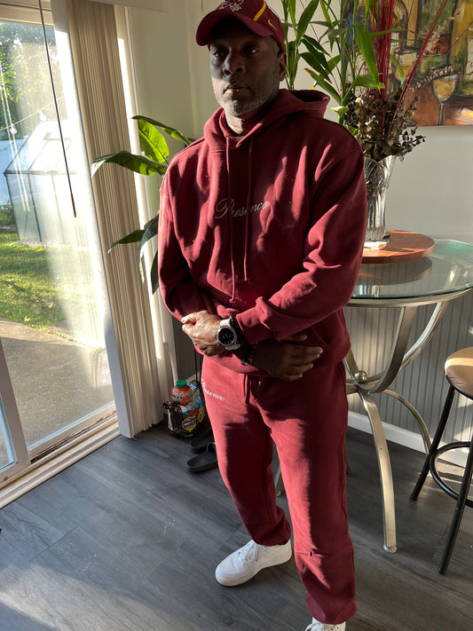 Burgundy "Presence" Hoodie set