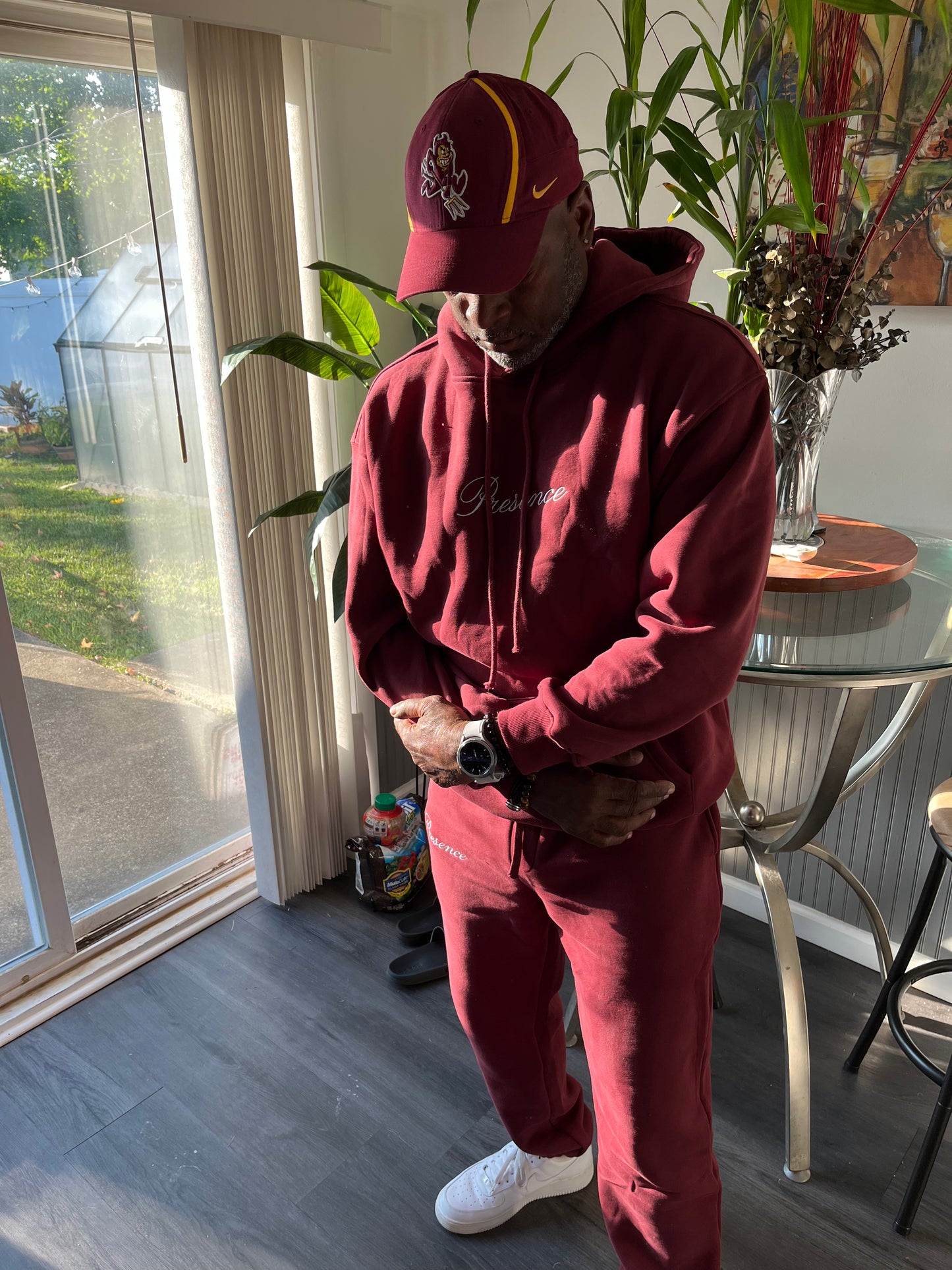 Burgundy "Presence" Hoodie set