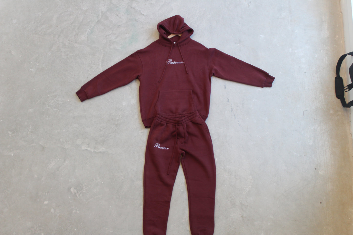 Burgundy "Presence" Hoodie set